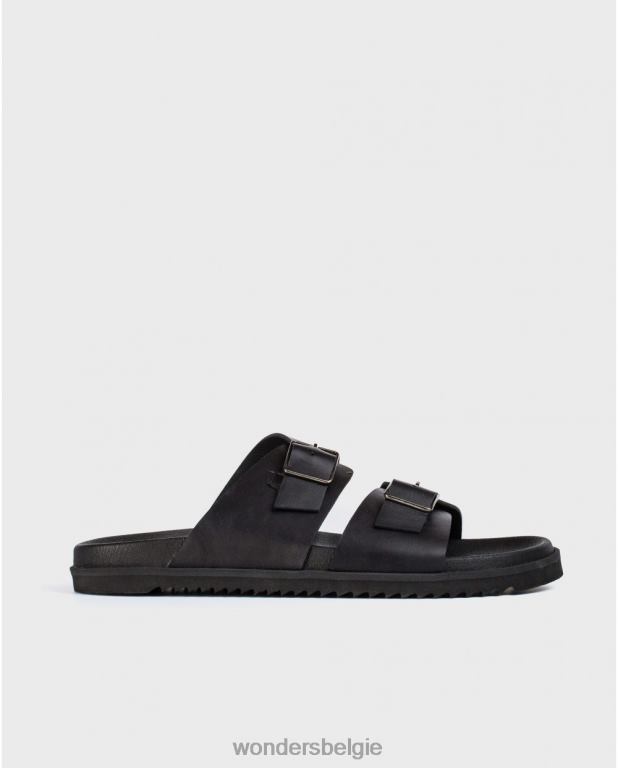 neger schoenen 6X06D352 neger leren sandaal met gespen Heren Wonders