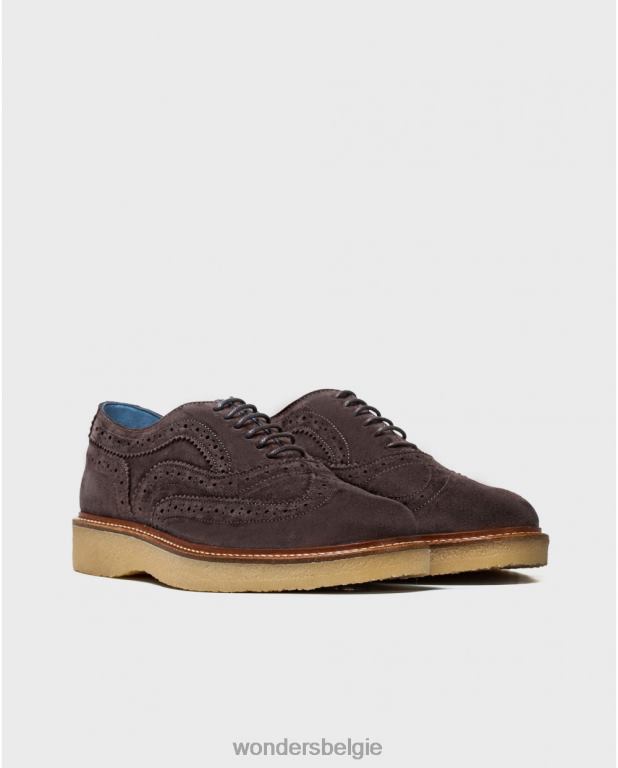 grijs schoenen 6X06D362 grijze leren schoen met brogue detail Heren Wonders