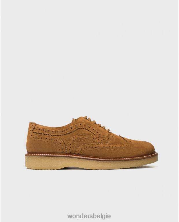 kameel schoenen 6X06D361 camel leren schoen met brogue detail Heren Wonders