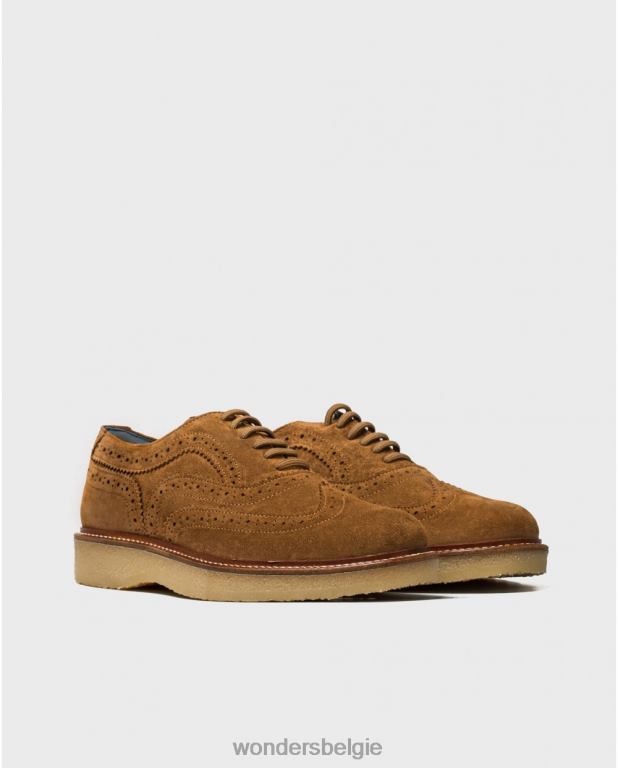 kameel schoenen 6X06D361 camel leren schoen met brogue detail Heren Wonders