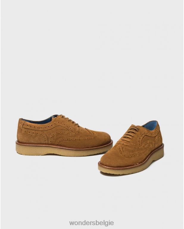 kameel schoenen 6X06D361 camel leren schoen met brogue detail Heren Wonders