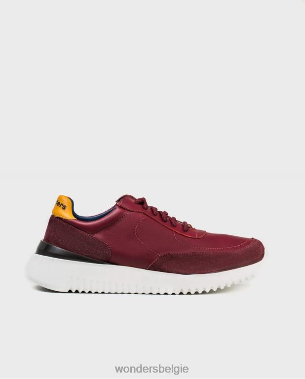 vino/musta schoenen 6X06D453 vino/musta leren sneaker met elastische sluiting Heren Wonders
