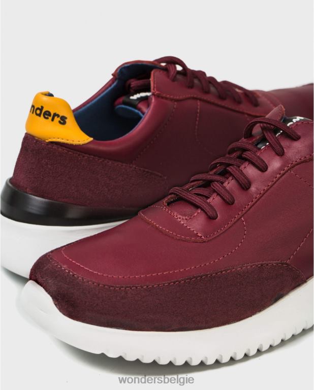 vino/musta schoenen 6X06D453 vino/musta leren sneaker met elastische sluiting Heren Wonders