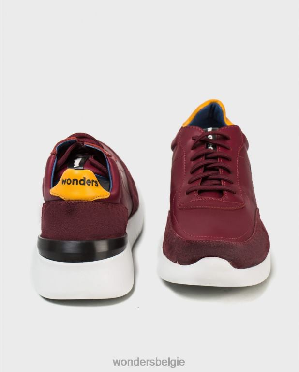 vino/musta schoenen 6X06D453 vino/musta leren sneaker met elastische sluiting Heren Wonders