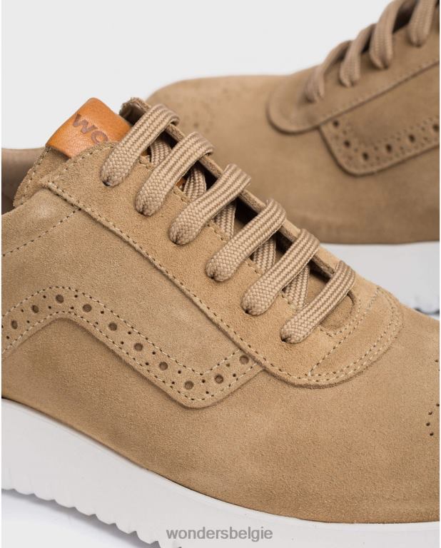 zand schoenen 6X06D360 zand geperforeerde lederen sneaker Heren Wonders