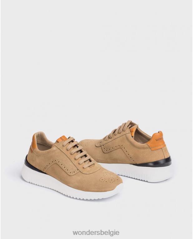 zand schoenen 6X06D360 zand geperforeerde lederen sneaker Heren Wonders