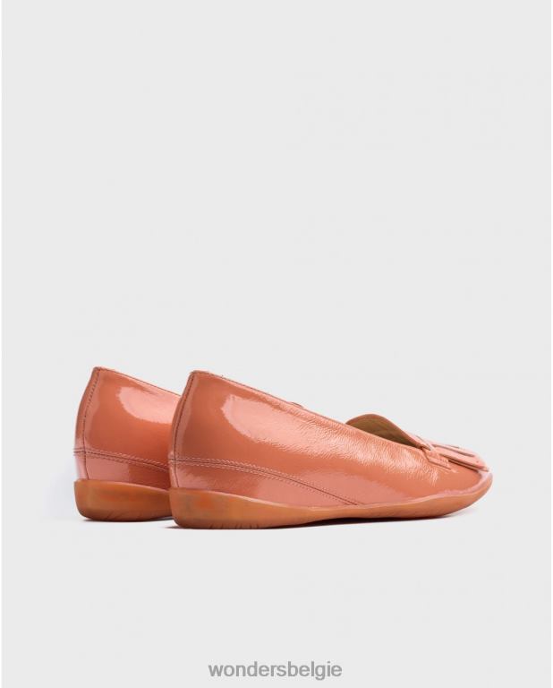 Zalm schoenen 6X06D424 zalmkleurige balletpump met franjes vrouwen Wonders