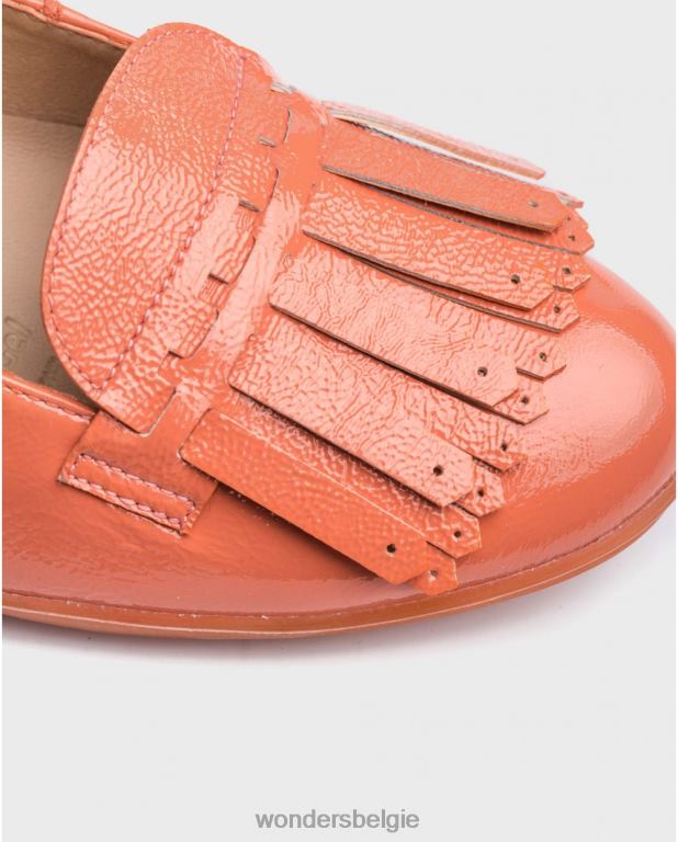 Zalm schoenen 6X06D424 zalmkleurige balletpump met franjes vrouwen Wonders