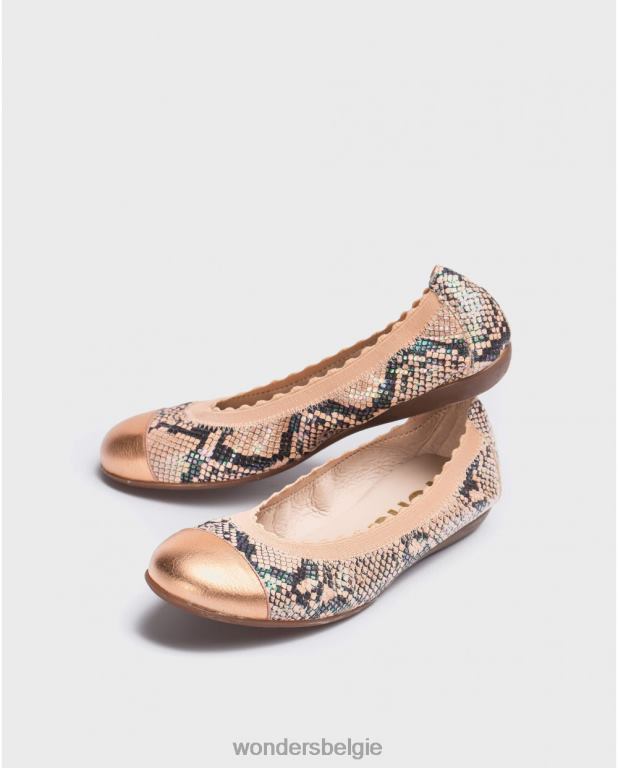 Zalm schoenen 6X06D429 zalm elastische ballerina vrouwen Wonders