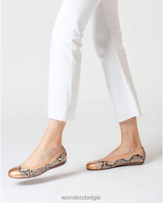 Zalm schoenen 6X06D429 zalm elastische ballerina vrouwen Wonders