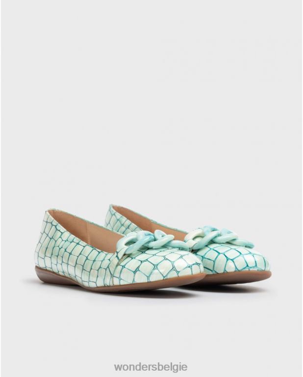 akua schoenen 6X06D419 akua blauwe ballerina's met ketting vrouwen Wonders