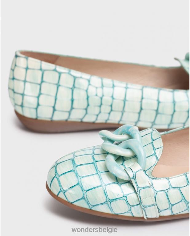 akua schoenen 6X06D419 akua blauwe ballerina's met ketting vrouwen Wonders