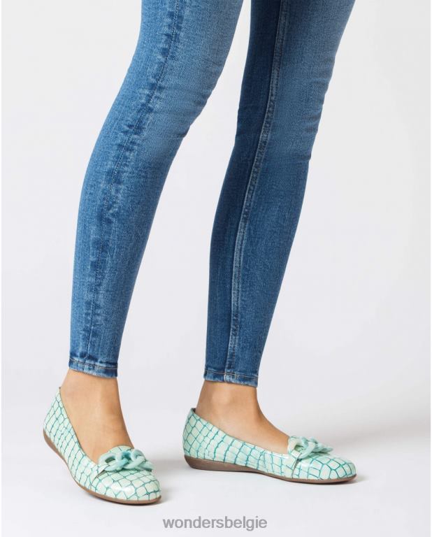 akua schoenen 6X06D419 akua blauwe ballerina's met ketting vrouwen Wonders