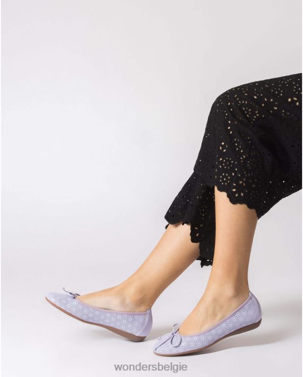 lavendel schoenen 6X06D228 lavendel kanten ballerina vrouwen Wonders