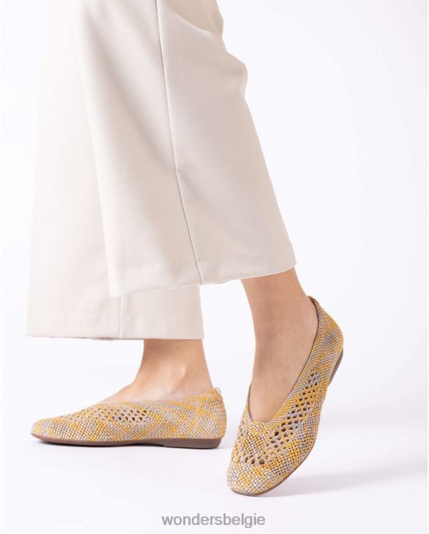 meestaza schoenen 6X06D147 Mostaza gele bruna ballerina's vrouwen Wonders