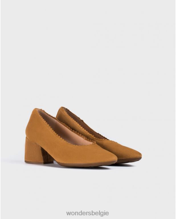 zand schoenen 6X06D438 zandkleurige halfhoge pumps vrouwen Wonders