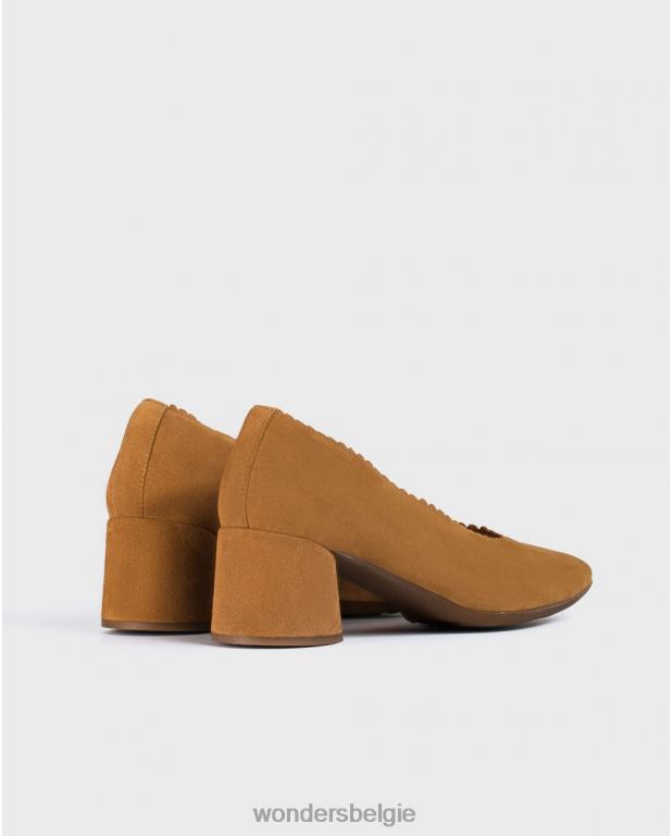 zand schoenen 6X06D438 zandkleurige halfhoge pumps vrouwen Wonders