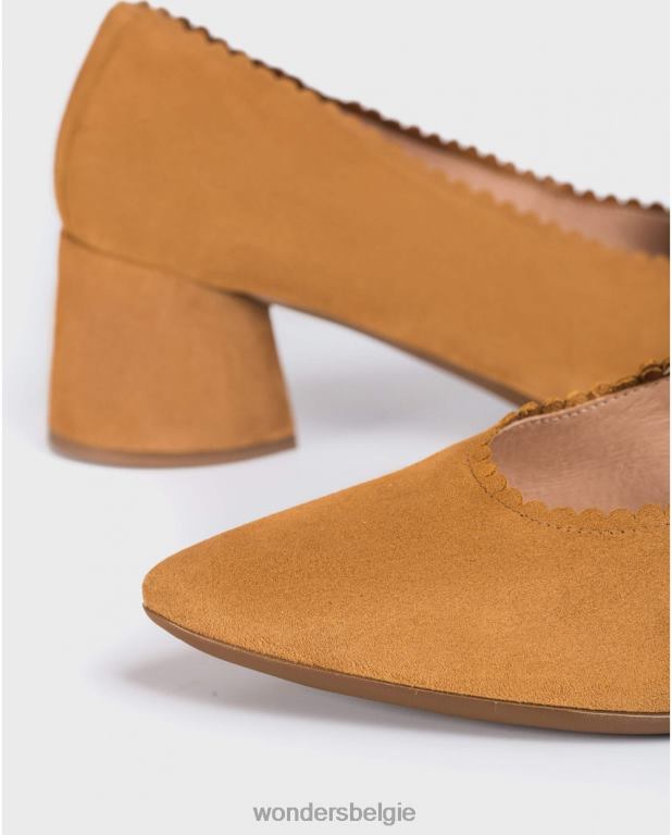 zand schoenen 6X06D438 zandkleurige halfhoge pumps vrouwen Wonders