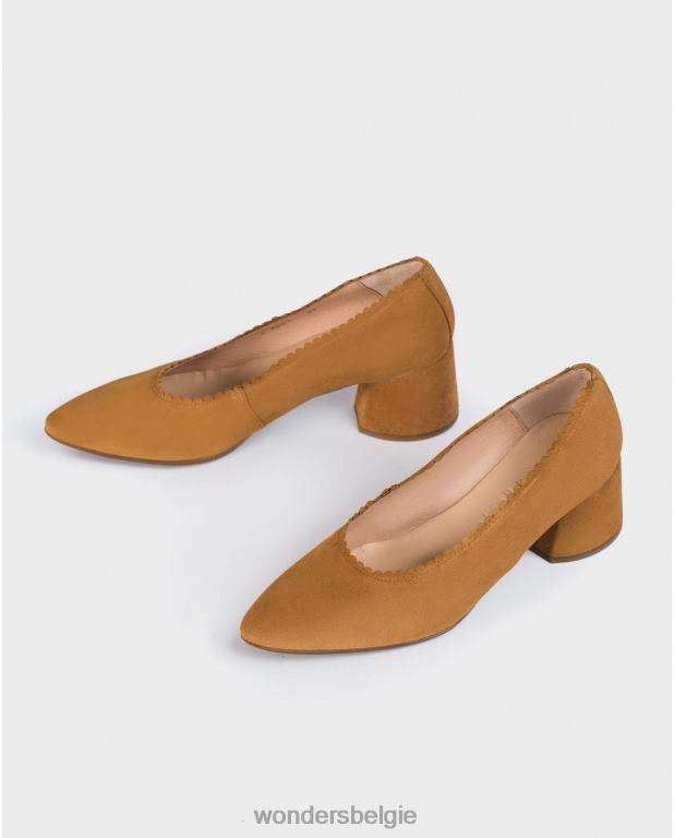 zand schoenen 6X06D438 zandkleurige halfhoge pumps vrouwen Wonders