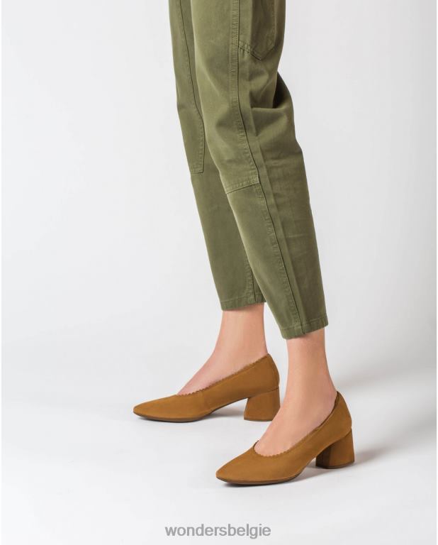 zand schoenen 6X06D438 zandkleurige halfhoge pumps vrouwen Wonders