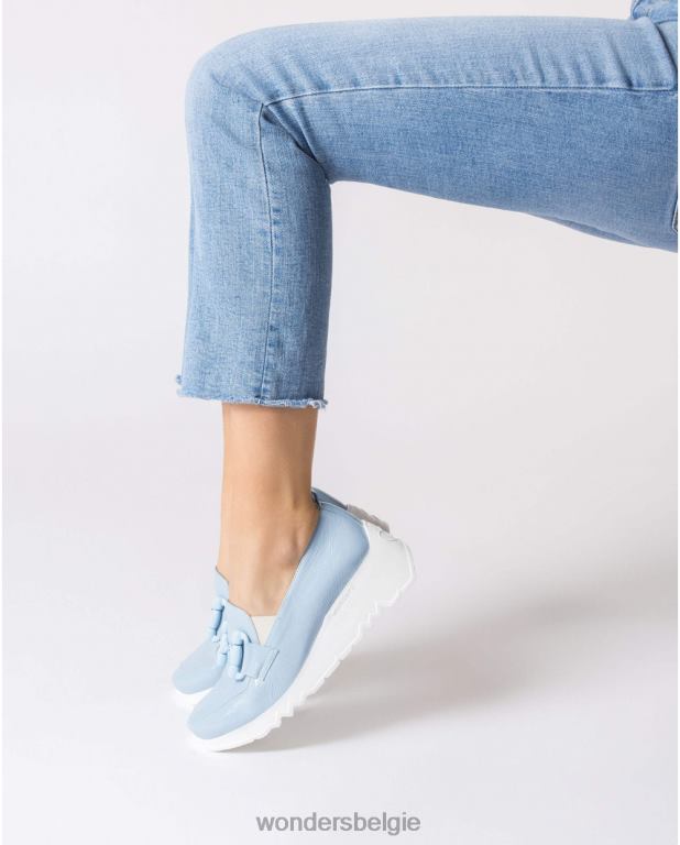 blauw schoenen 6X06D159 blauwe dans mocassin vrouwen Wonders