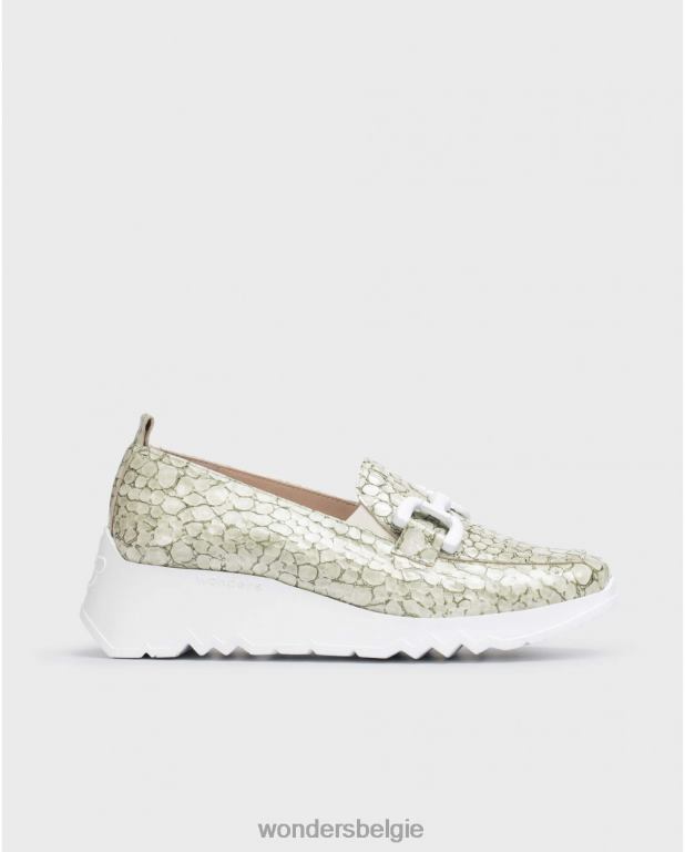 olie schoenen 6X06D329 olie groene sociale mocassin vrouwen Wonders