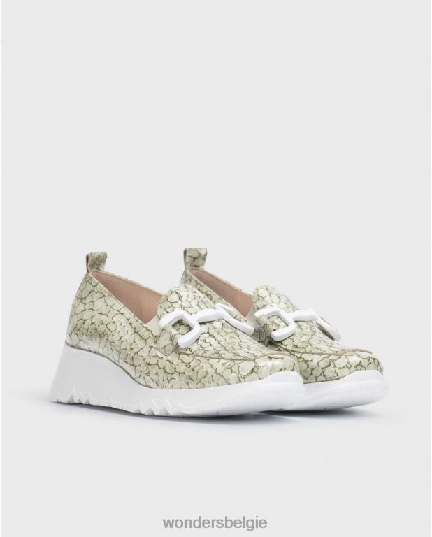 olie schoenen 6X06D329 olie groene sociale mocassin vrouwen Wonders