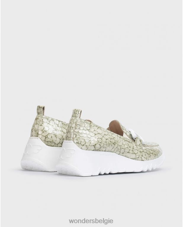 olie schoenen 6X06D329 olie groene sociale mocassin vrouwen Wonders