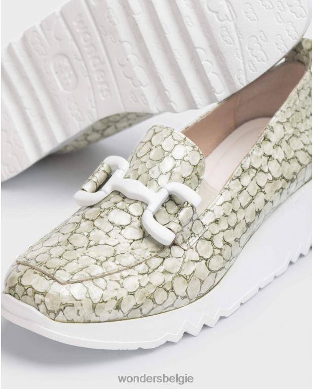 olie schoenen 6X06D329 olie groene sociale mocassin vrouwen Wonders
