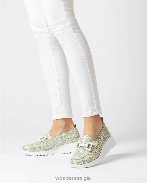 olie schoenen 6X06D329 olie groene sociale mocassin vrouwen Wonders