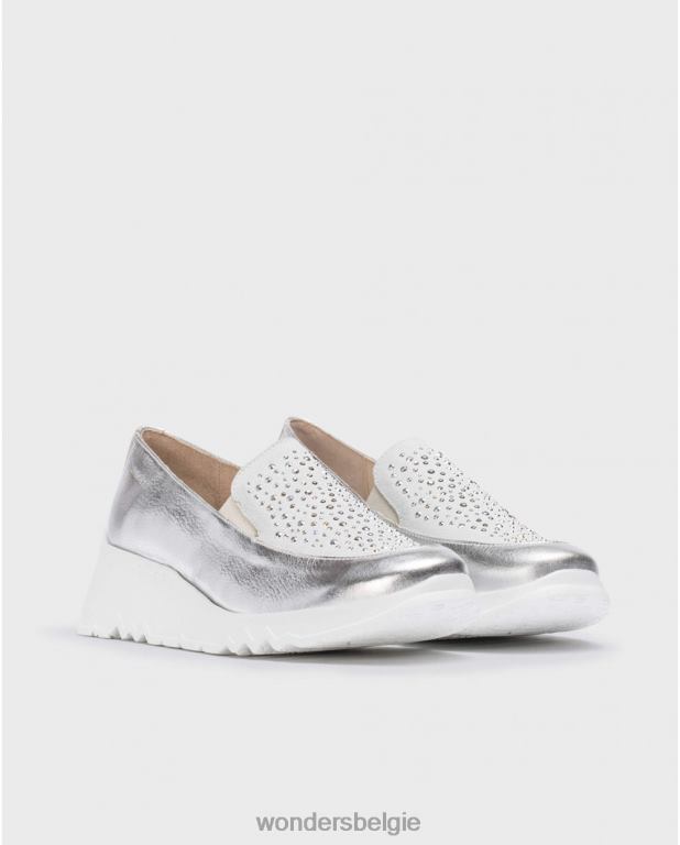 plata/blan schoenen 6X06D233 plata/blan zilveren harrison mocassin vrouwen Wonders