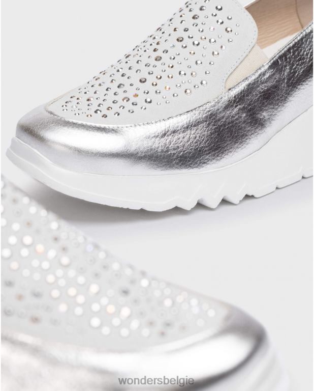 plata/blan schoenen 6X06D233 plata/blan zilveren harrison mocassin vrouwen Wonders