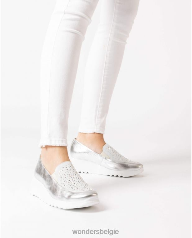 plata/blan schoenen 6X06D233 plata/blan zilveren harrison mocassin vrouwen Wonders