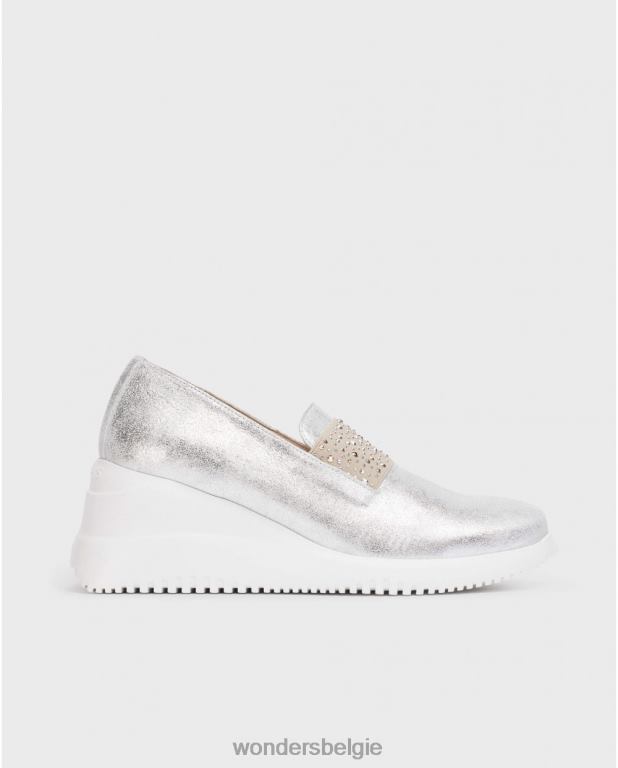 plata schoenen 6X06D67 plata zilveren bot mocassin vrouwen Wonders