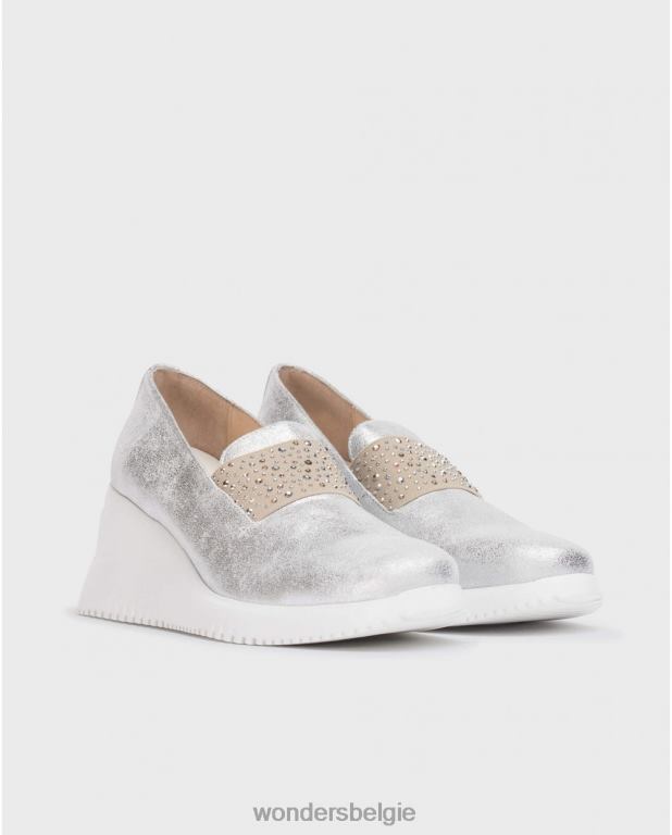 plata schoenen 6X06D67 plata zilveren bot mocassin vrouwen Wonders