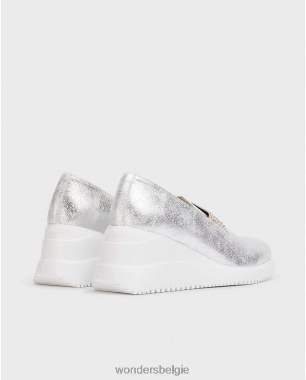 plata schoenen 6X06D67 plata zilveren bot mocassin vrouwen Wonders