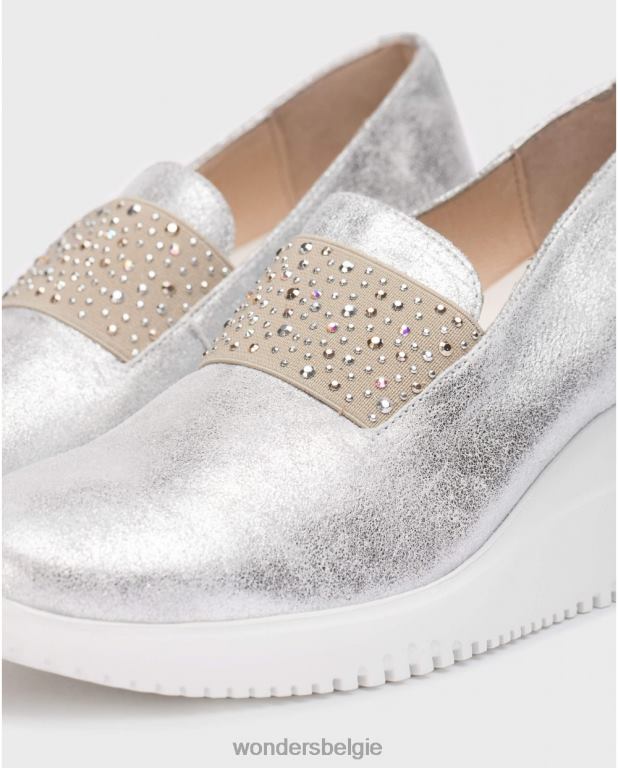 plata schoenen 6X06D67 plata zilveren bot mocassin vrouwen Wonders