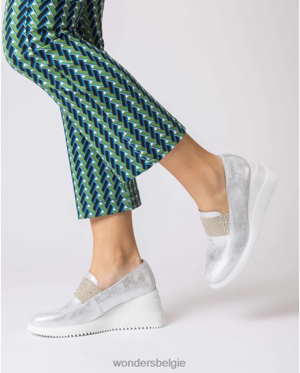 plata schoenen 6X06D67 plata zilveren bot mocassin vrouwen Wonders