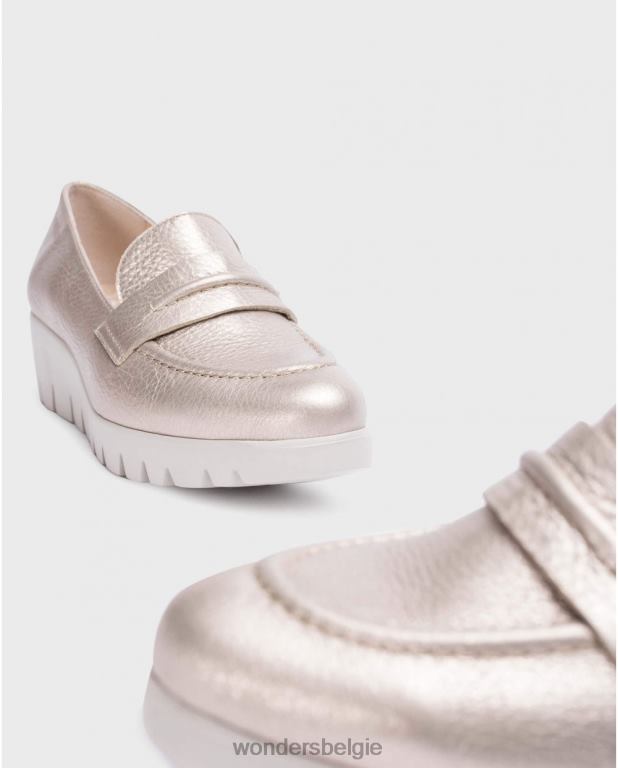 platina schoenen 6X06D263 platina gouden ringen mocassin vrouwen Wonders