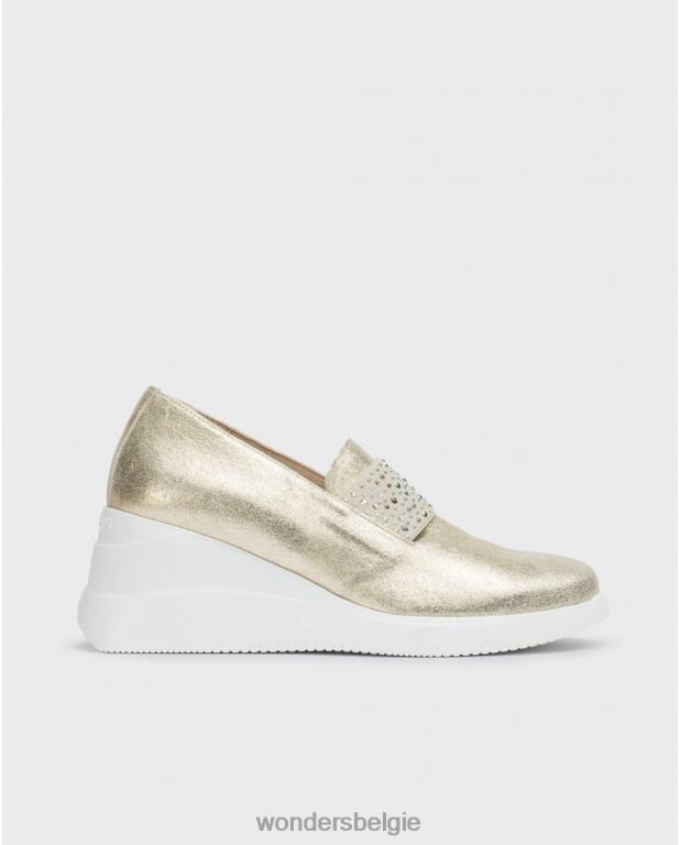 platina schoenen 6X06D68 platina gouden mocassin van been vrouwen Wonders