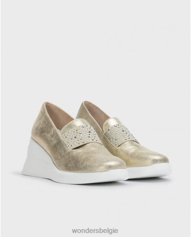 platina schoenen 6X06D68 platina gouden mocassin van been vrouwen Wonders