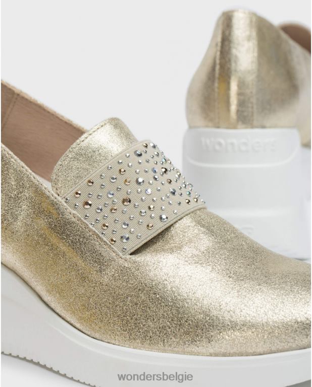 platina schoenen 6X06D68 platina gouden mocassin van been vrouwen Wonders