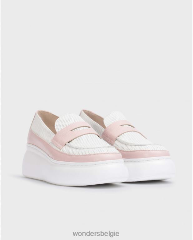 roze/uit schoenen 6X06D241 rosa/off pink nora mocassin vrouwen Wonders