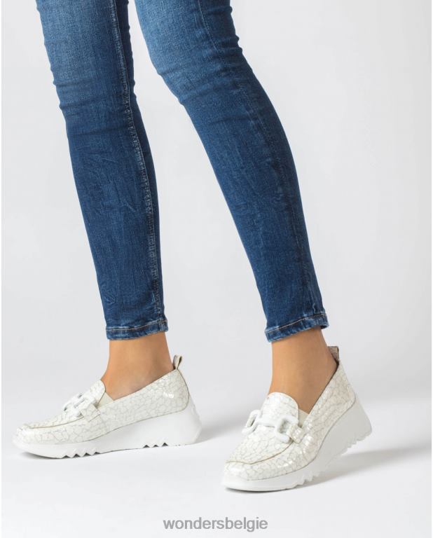 uit schoenen 6X06D280 gebroken witte sociale mocassin vrouwen Wonders