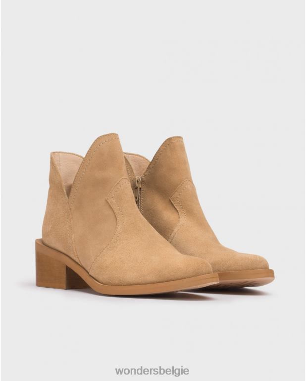 zand schoenen 6X06D212 zandbruine cava enkellaars vrouwen Wonders