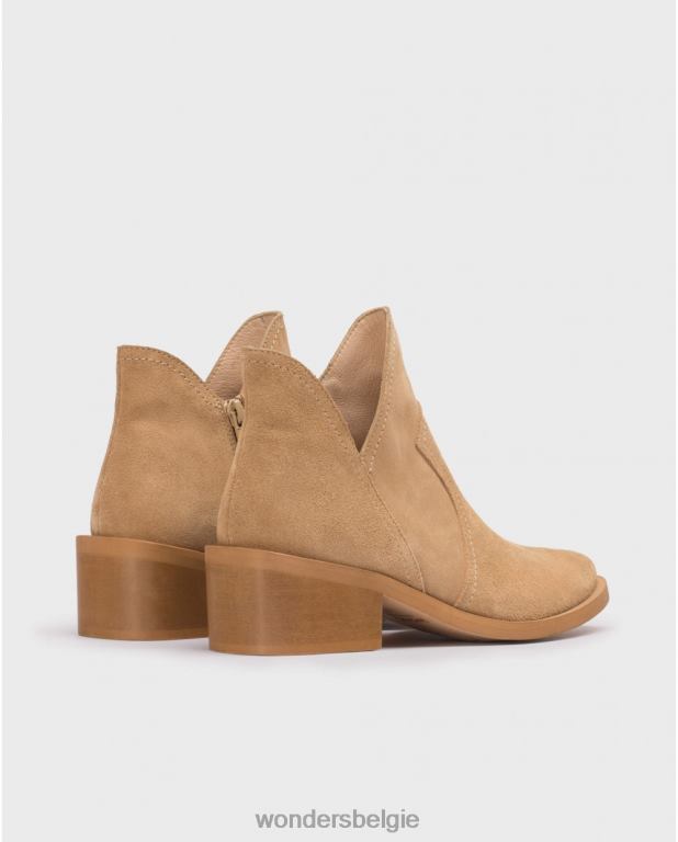 zand schoenen 6X06D212 zandbruine cava enkellaars vrouwen Wonders
