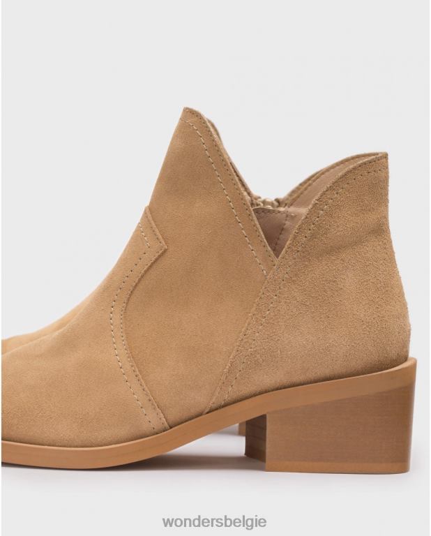 zand schoenen 6X06D212 zandbruine cava enkellaars vrouwen Wonders