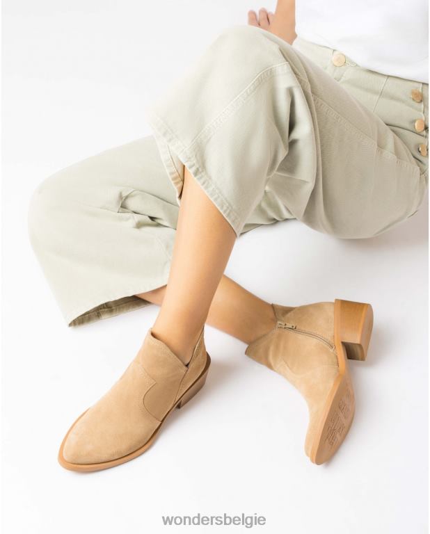 zand schoenen 6X06D212 zandbruine cava enkellaars vrouwen Wonders