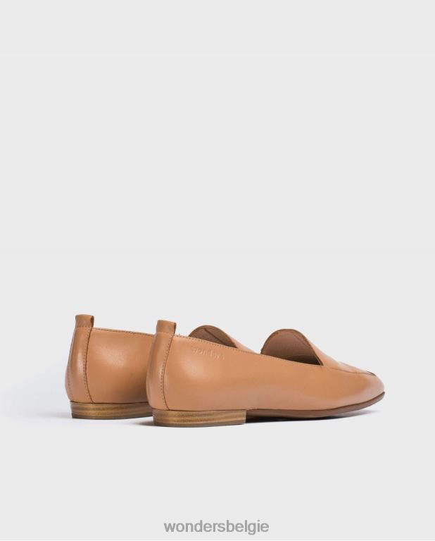 zand schoenen 6X06D428 zand platte leren schoen vrouwen Wonders