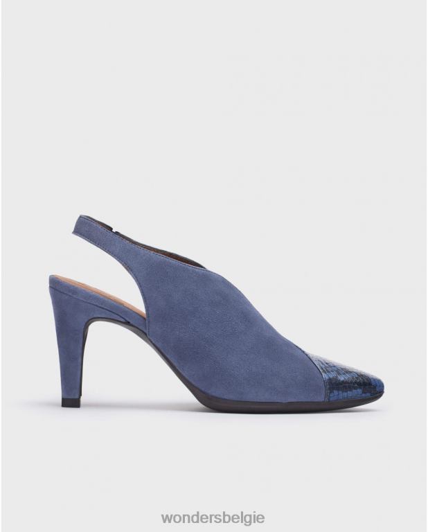 blauw/marie schoenen 6X06D436 bluet/mari leren pumps met v-uitsnijding vrouwen Wonders